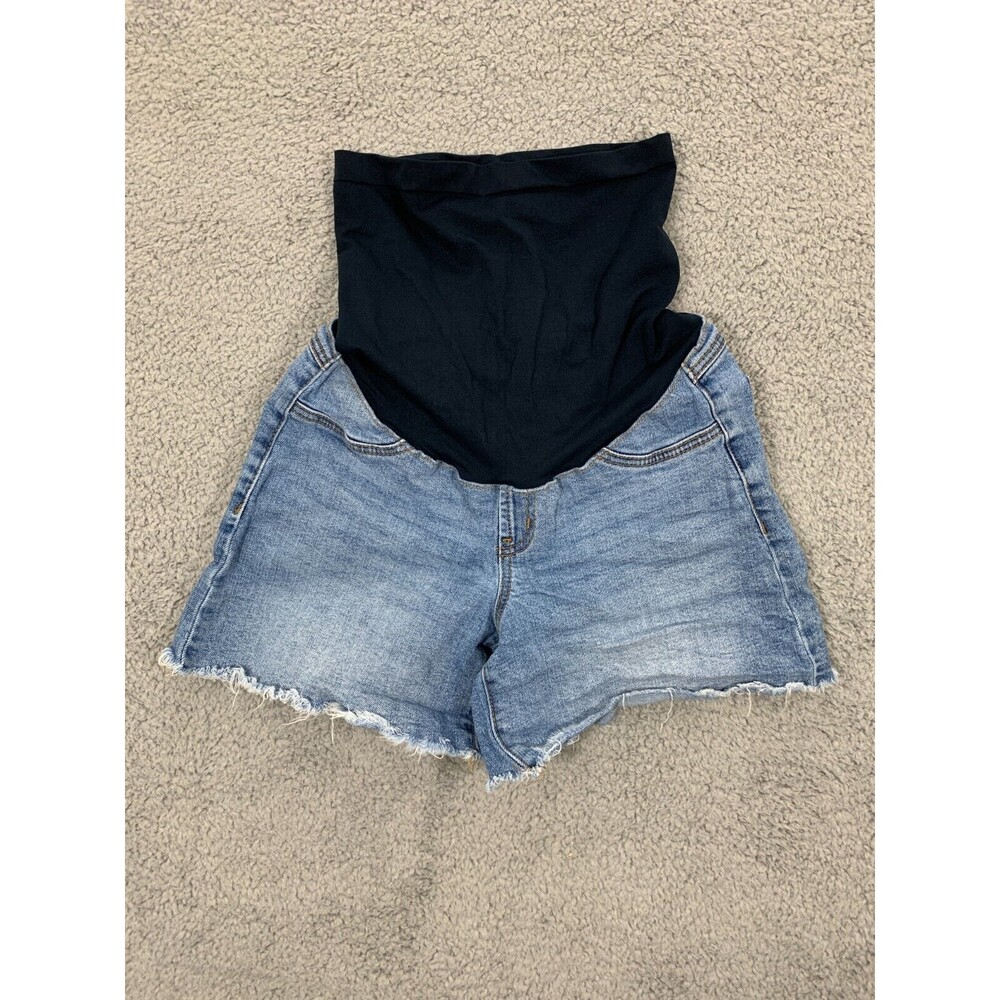1822 DENIM Size 4/22 Cut-off Cropped Shorts Elastic Maternity Waist Pull-on